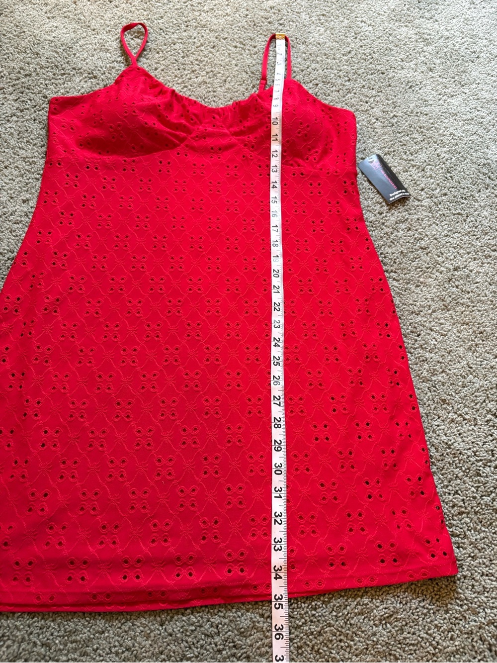 No Boundaries Red Eyelet Dress Sleeveless Juniors Size XL (15-17) NWT Stretch - Picture 2 of 10